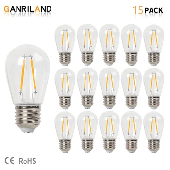 GANRILAND E27 220V Пластиковые Лампочки LED Накаливания S14 1W 2W Винтажные Небьющиеся IP44 Для Наружной Декоративной Струнной Лампочки