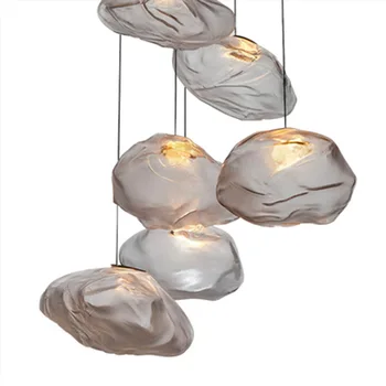 Подвесной светильник из дымчато-серого стекла в Скандинавском Стиле, дизайн облаков, Художественная подвесная лампа, Декоративная подвесная лампа из выдувного стекла, Ресторанная люстра