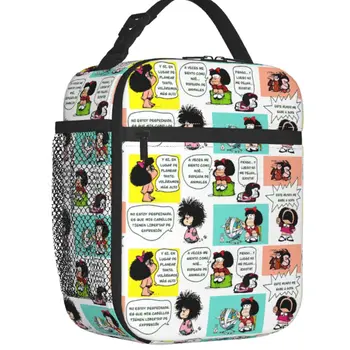 Сумки для ланча Mafalda Manga Quino с термоизоляцией, женские сумки для ланча с рисунком Каваи, сменная сумка для ланча для детей, школьная многофункциональная коробка для еды