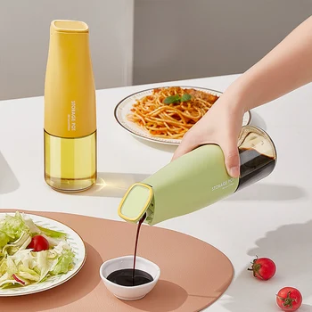 Стеклянная кастрюля для оливкового масла объемом 500 мл, автоматическое открывание и закрывание Бутылки для растительного масла, Кухонного уксуса, соевого соуса, Графинчика