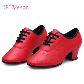 Женская обувь для бальных танцев, Обувь для учителя, Лакированная кожа, Средний каблук 5 см, Танго Для девочек, Латиноамериканские Красные, Черные