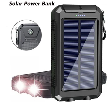 Портативный Банк солнечной энергии Мощный Зарядный банк Powerbank Внешнее зарядное устройство Сильный свет LDE Light для всех смартфонов 20000