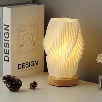Прикроватная светодиодная настольная лампа в Скандинавском Стиле для спальни, Украшение кабинета, Лампы С белым Абажуром, ночные светильники, Современная 3D печать, домашнее освещение