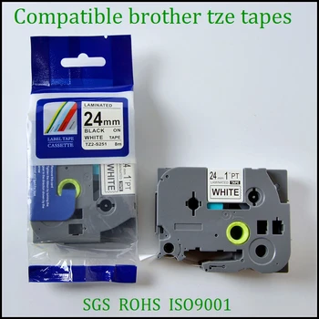 24 мм черная на белом лента brother tze сверхпрочный клей для p touch maker tze s251 tze-s251 tz-s251 tze s251