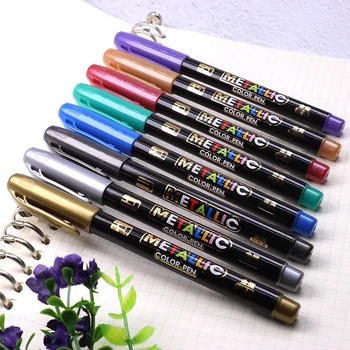Набор из 8 цветов, Металлическая краска, маркер, художественная маркерная ручка, Канцелярские принадлежности для записи, Студенческий офис, школьные принадлежности, Каллиграфия pe