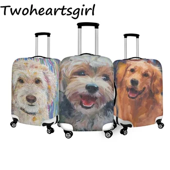 Twoheartsgirl Чехол для чемодана с рисунком милой масляной собачки с рисунком Эластичные защитные чехлы для багажа на молнии Применяются к багажу 18 