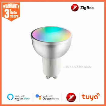 Умный светодиодный Прожектор XIAOMI GU10, Умная лампа Tuya Zigbee 5W RGB, Лампа с дистанционным голосовым Управлением Smart Life, Работающая с Alexa Google Home