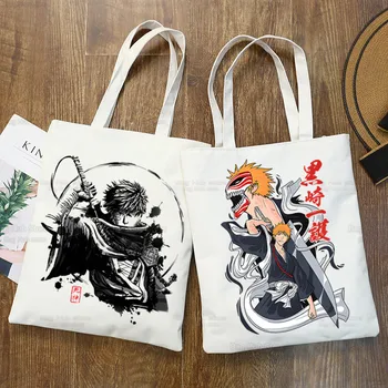 Отбеливатель Куросаки Ичиго Хозяйственная сумка для покупок Манга Японское Аниме Джутовая сумка-тоут Сумка для покупок Многоразового использования Bolsa Sacolas