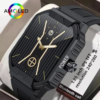 Мужские умные часы LIGE 2023 для телефонов Android и iOS, смарт-часы с полным сенсорным экраном 1,85 дюйма HD, мужские наручные часы, черный