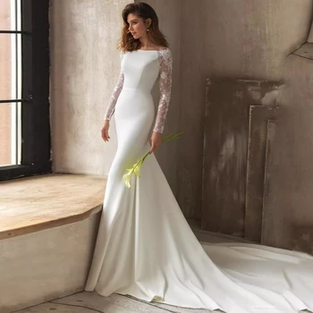 TIXLEAR Великолепные свадебные платья с кружевом Русалки, длинные рукава, простой длинный шлейф, свадебные платья для женщин, 2022 Robe De Novia