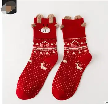 96 пар/лот, быстрая доставка FedEx, европейский стиль, мультяшный стиль, женские повседневные зимние хлопчатобумажные носки lady christams crew deer socks