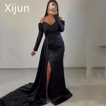 Xijun Элегантные Вечерние платья Русалки С Длинными рукавами, вечерние платья с разрезом спереди и открытыми плечами, Vestidos De Noche