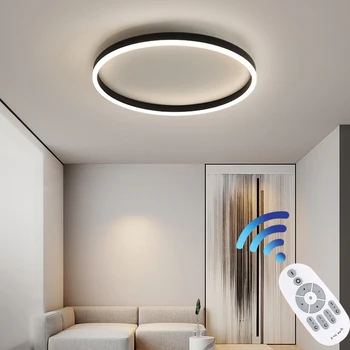 Современный светодиодный потолочный светильник для гостиной, спальни, Кухни, Круглый минималистичный потолочный светильник с дистанционной регулировкой яркости, приспособление для домашнего декора