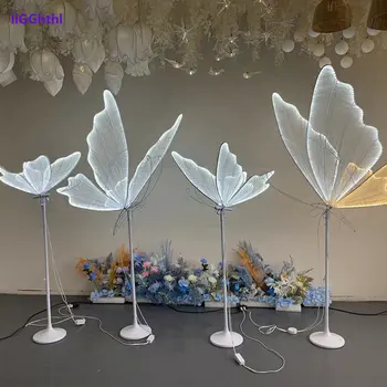 Свадебный напольный светильник с бабочками, светодиодный кружевной светильник, романтические креативные подвесные лампы с бабочками, дорожная дорожка на сцене для вечеринки.