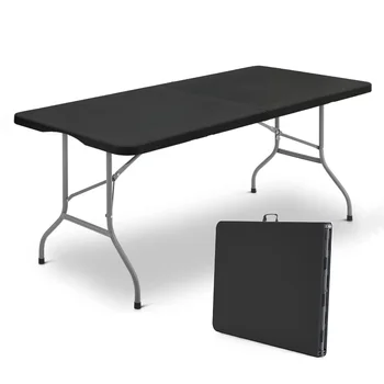 складной стол 6 футов, Переносные пластиковые столы для вечеринок, пикника, кемпинга, черный