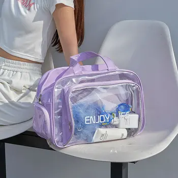Сумка для хранения туалетных принадлежностей и косметики на открытом воздухе, Женская прозрачная сумка для фитнеса из ПВХ, легкая водонепроницаемая сумка для ручной клади