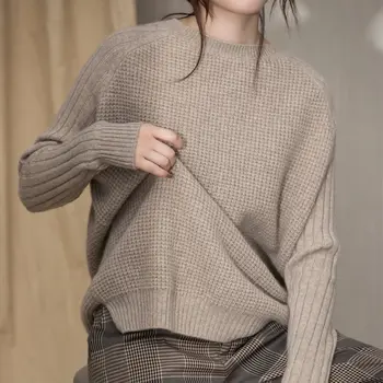 Aliselect Женский осенне-зимний свитер, кашемировый шерстяной вязаный свитер с вырезами, свободные платья, модная водолазка, длинный женский разрез