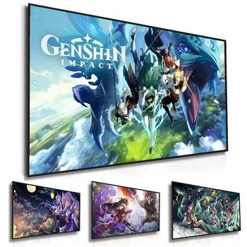 Игра Genshin Impact на холсте, плакаты и фотографии с персонажами аниме Диона Барбара, настенные принты для декора стен детской комнаты