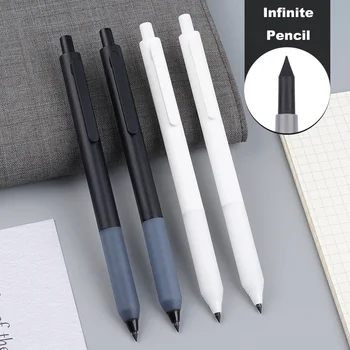 Белый вечный карандаш для школы, Черный бесконечный карандаш, Стираемые ручки, офисные аксессуары, Эстетические школьные принадлежности
