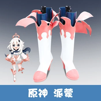 Игровая обувь для косплея Genshin Impact Paimon На Хэллоуин, Реквизит для костюмированной вечеринки Genshin, женские сапоги на высоком Каблуке, Милый стиль