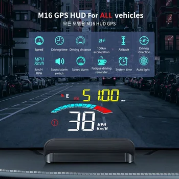 Для всех автомобилей HUD GPS Автомобильный головной дисплей Цифровой спидометр Превышение напряжения Сигнализация Автомобильная электроника Аксессуары