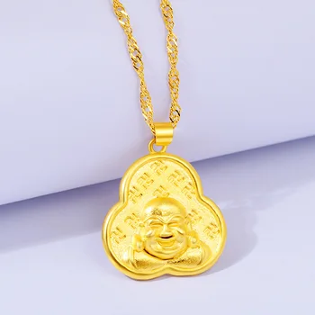 HOYON Настоящее 100% желтое золото 18 К, цветное ожерелье с подвеской Будды, ювелирные изделия Для женщин, часть Ожерелья, Свадьба, День рождения, Изысканные ювелирные изделия, подарок