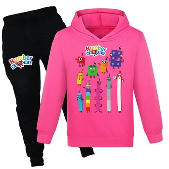 Одежда NumberBlocks, Детские повседневные толстовки с капюшоном + брюки, комплекты из 2 предметов, толстовки для девочек, спортивный костюм для мальчиков, Детская спортивная одежда
