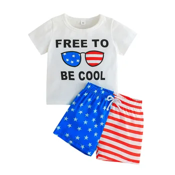 Летняя Одежда для новорожденных девочек и мальчиков 4 июля, футболка с американским Флагом, Короткие штаны, Комплект одежды на День Независимости для малышей, 40