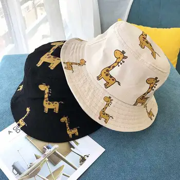 Весенне-осенние детские широкополые шляпы с мультяшным жирафом, солнцезащитная шляпа для девочек и мальчиков, Пляжная шляпа для кемпинга, Рыболовная кепка, Повседневная Панама
