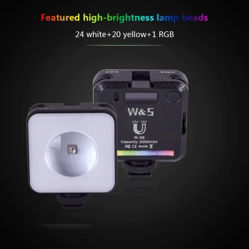 Мини портативный видеосветитель W-S6 2500-9000K Красочный заполняющий свет для фотосъемки, магнитный видеоблог, светодиодный RGB-светильник для камеры