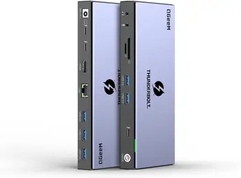 Универсальная док-станция Thunderbolt 4 15-в-1 с интерфейсом USB C, двойным дисплеем 4K или одним видеовыходом HDMI 8K для MacBook Pro, Dell