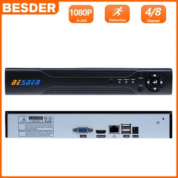 BESDER HDMI H.264 1080P CCTV NVR 4CH 8CH 1080P Сетевой Видеомагнитофон Поддержка обнаружения движения Для IP-камеры P2P XMEye APP
