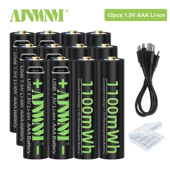 AJNWNM AAA Литиевая Батарея aaa Аккумуляторная Батарея 1100mwh 1,5 В Литий-ионная батарея aaa Для Игрушек-Фонариков