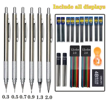 Металлический механический набор карандашей Art 2B HB Цветные свинцовые заправки с точилкой для карандашей Ластики Рисунок для написания эскизов Художником