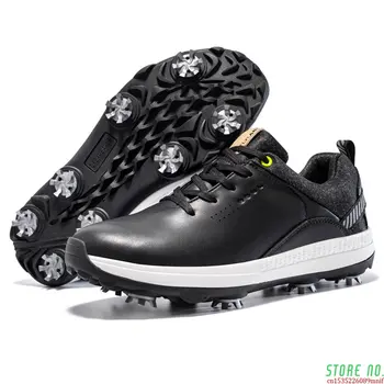 Высококачественная обувь для гольфа, водонепроницаемые дышащие нескользящие мужские тренировочные спортивные ботинки на шнурках, гвозди, большие размеры обуви для гольфа 40-47