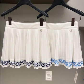 2023, Женская плиссированная юбка с высокой талией, обычная клетчатая мини-юбка трапециевидной формы
