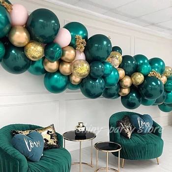5-36-дюймовый темно-зеленый воздушный шар с металлическим Глодом, Серебристые латексные шары, День рождения, свадебные украшения, гелиевые глобусы для взрослых