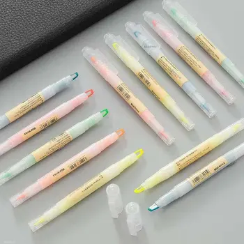 Четкое представление многоцветный хайлайтер MUJIs ручки двойные концы ручки маркер ассорти 5 цветов, окна двойной наконечник флуоресцентные ручки