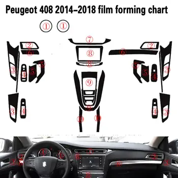 Для Peugeot 408 2014-2018 Внутренняя Центральная панель управления Дверная ручка 3D/5D Наклейки из углеродного волокна, аксессуары для стайлинга автомобилей