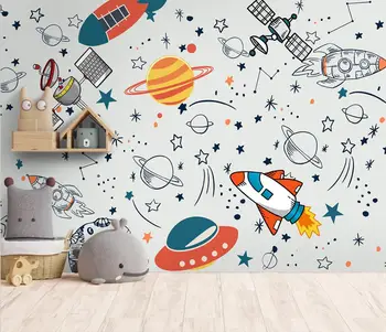 beibehang Обои на заказ Космический астронавт Ракета Планета Фото со спутника Настенные фрески Гостиная Детская спальня 3D обои
