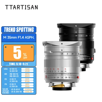 TTArtisan 35 мм F1.4 Полнокадровый объектив для камер Leica с M-креплением, Поддерживает Объектив камеры Leica M-M M240 M3 M6 M7 M8 M9 M9p M10 Объектив