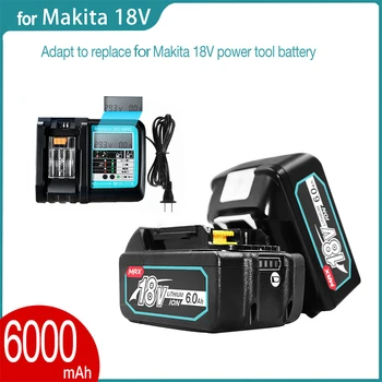 Новый Литий-ионный аккумулятор Makita 18V 6Ah, для Электроинструмента Дрель BL1860B BL1860 BL1850 Аккумуляторная Батарея + DC18RC светодиодный Зарядное устройство