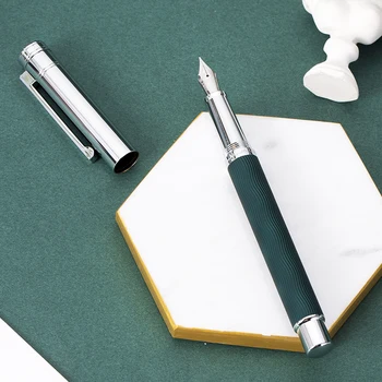 HongDian 1843 Зеленая Металлическая Авторучка Красивая Рябь Voyager Iridium EF/F Чернильная Ручка с Наконечником Офисное Деловое Письмо Подарочная Чернильная Ручка