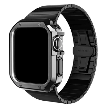 Ремешок из нержавеющей стали + силиконовый чехол Для Apple Watch Band 45 мм 41 мм 44 мм 40 мм 38 мм 42 мм Бампер рамка Крышка iwatch series 5 SE 6 7